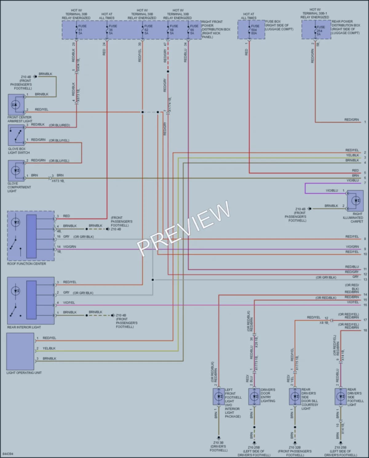 2023 BMW 330i Interior Lights wiring diagram preview