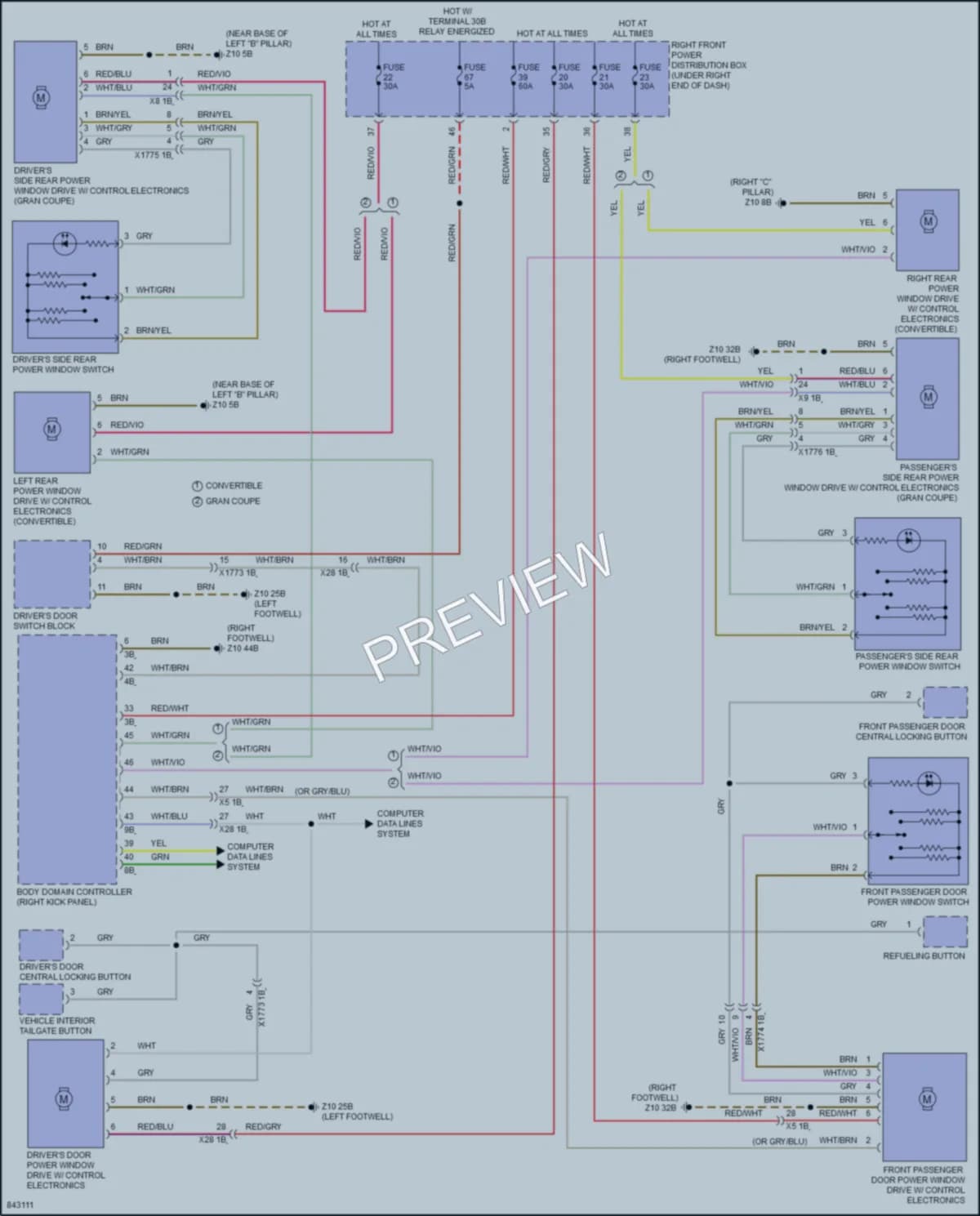 2023 BMW 430iGranCoupe Power Windows wiring diagram preview