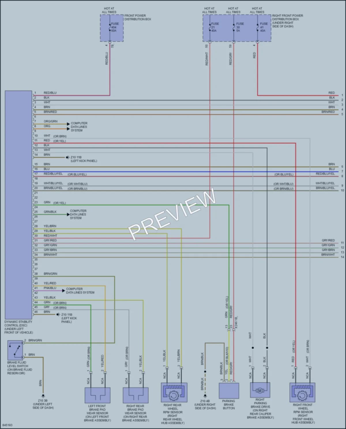 2023 BMW 530e Anti Lock Brakes wiring diagram preview