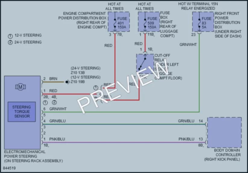 2023 BMW 530e Electronic Power Steering wiring diagram preview