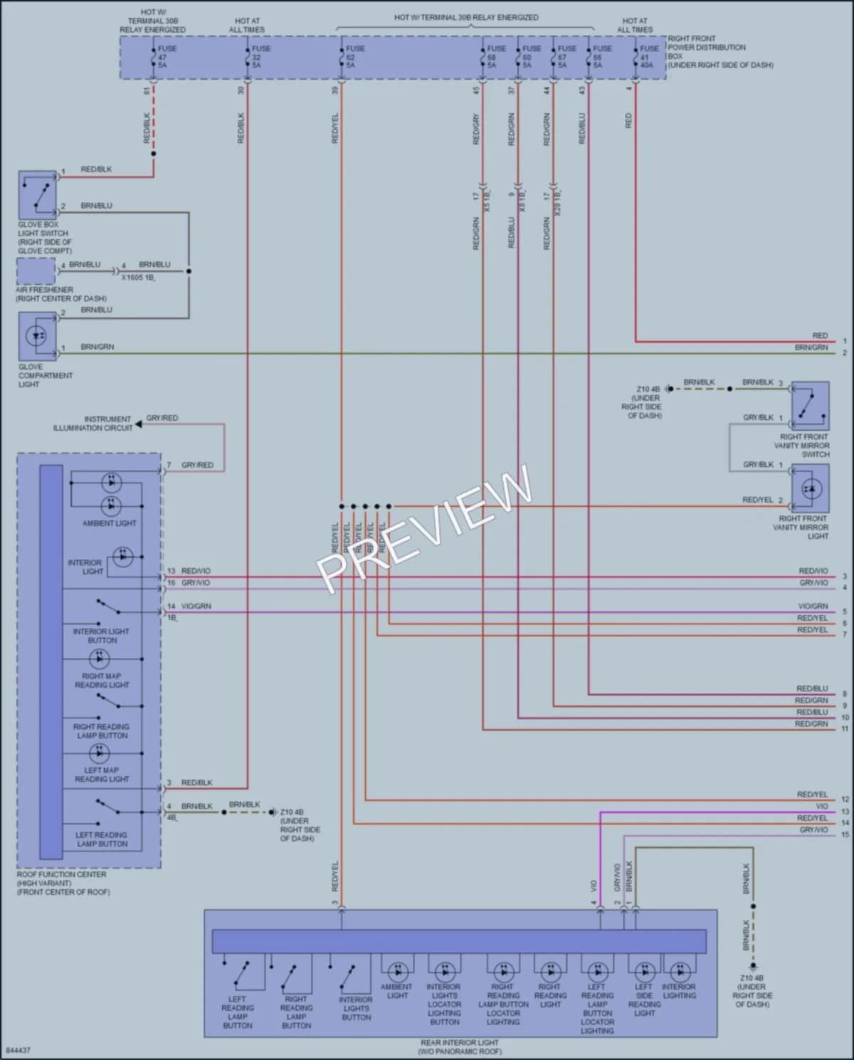 2023 BMW 530e Interior Lights wiring diagram preview