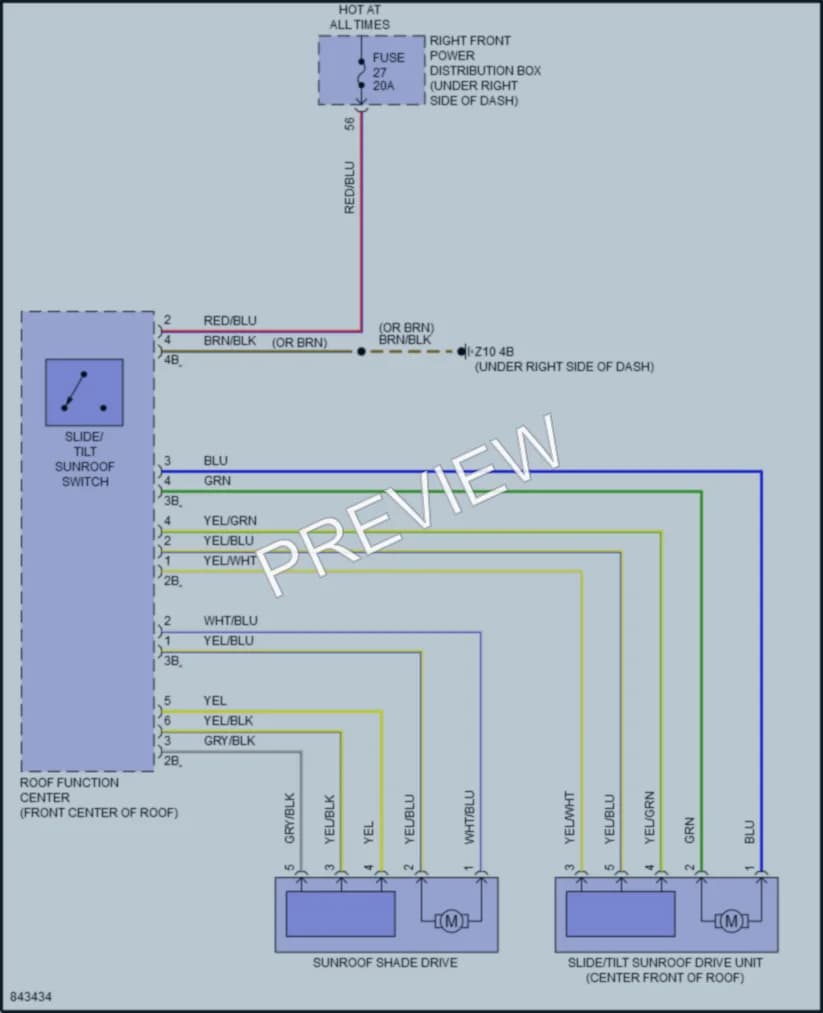 2023 BMW 530i Power Top Sunroof wiring diagram preview