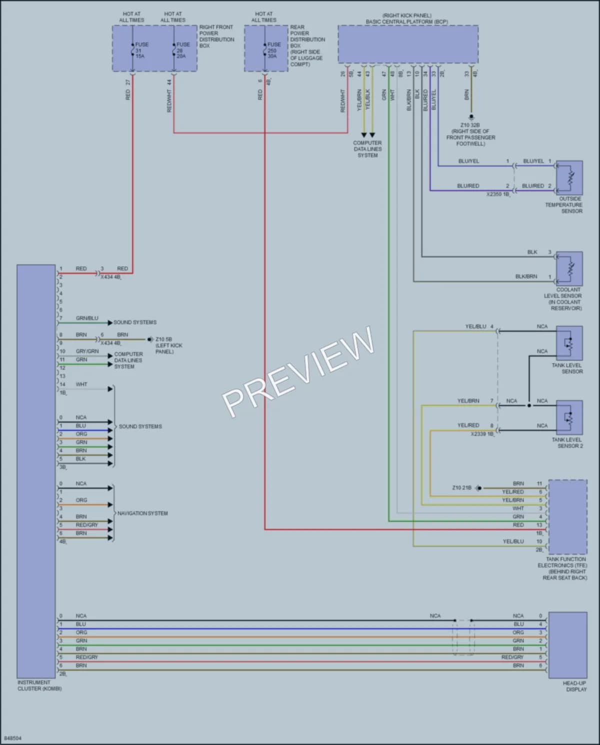 2023 BMW 740i Instrument Cluster wiring diagram preview