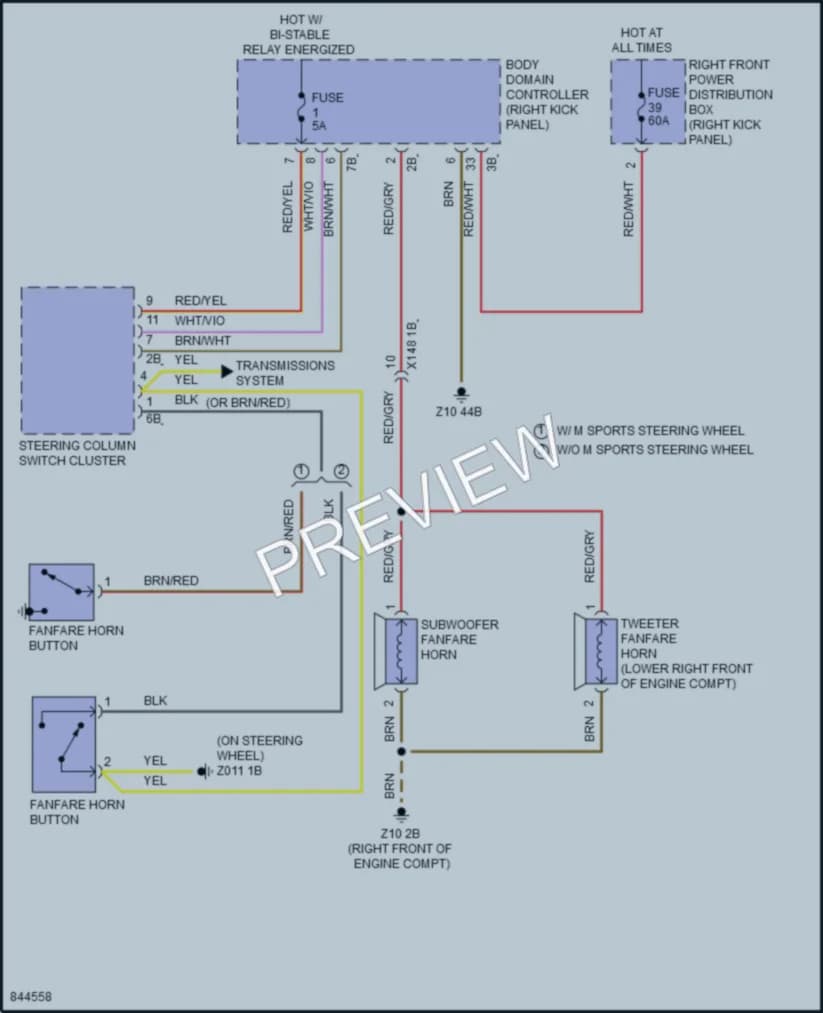 2023 BMW M3 Horn wiring diagram preview