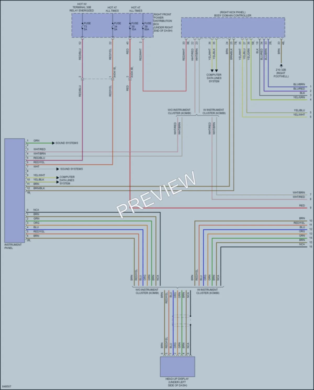 2023 BMW M440iGranCoupe Instrument Cluster wiring diagram preview