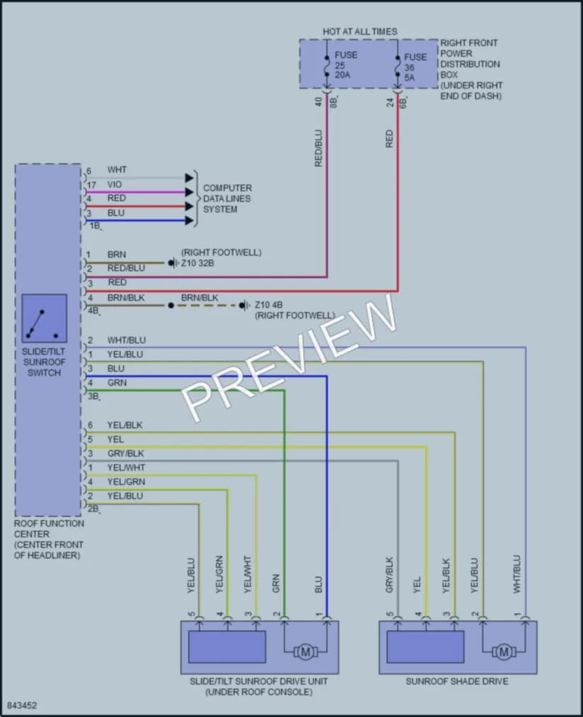 2023 BMW M440iGranCoupe Power Top Sunroof wiring diagram preview