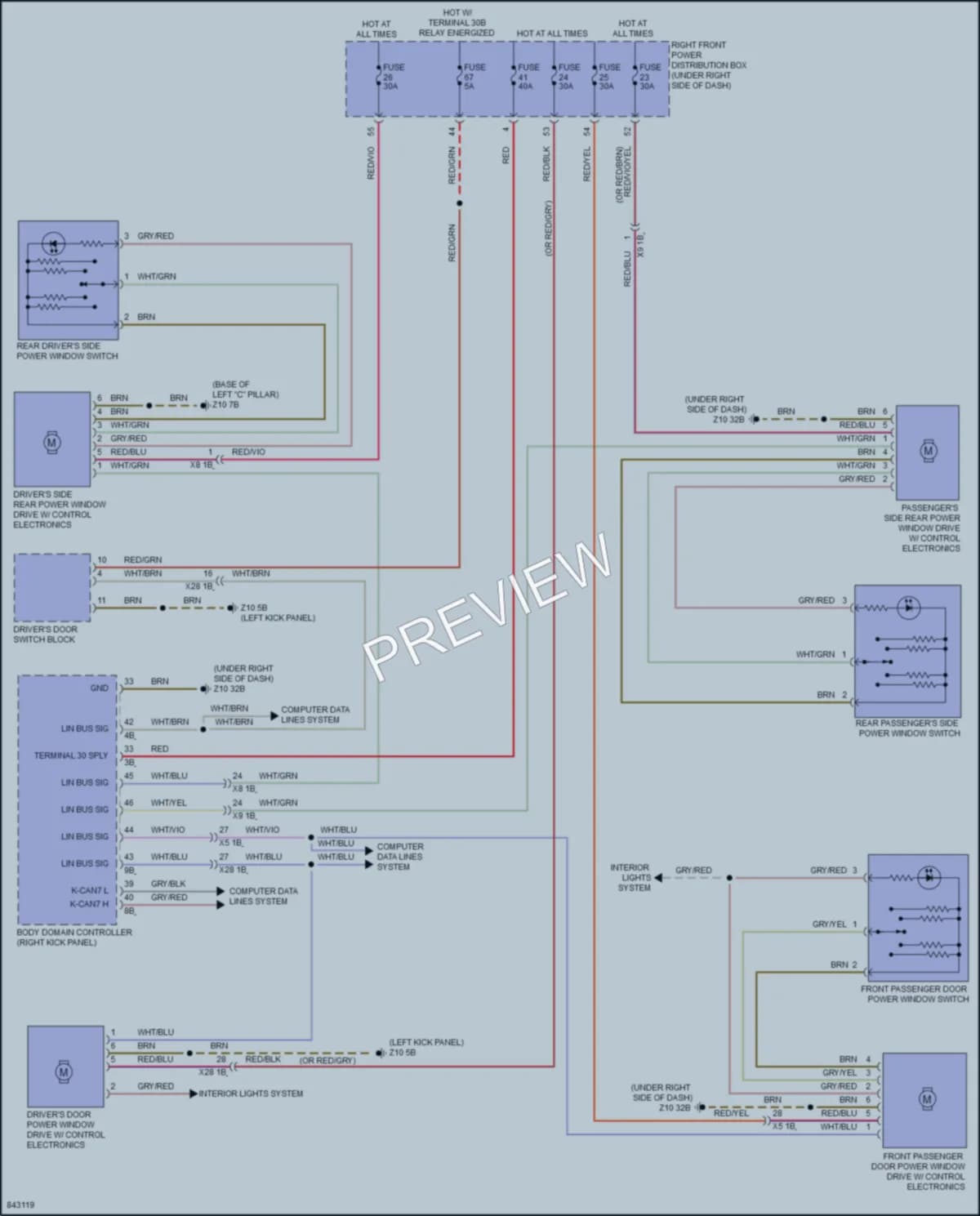2023 BMW M550i Power Windows wiring diagram preview