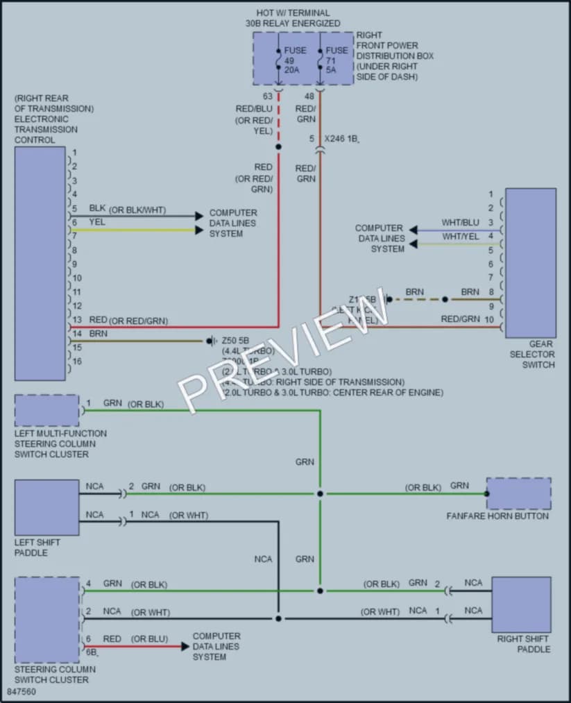 2023 BMW M550i Transmission wiring diagram preview