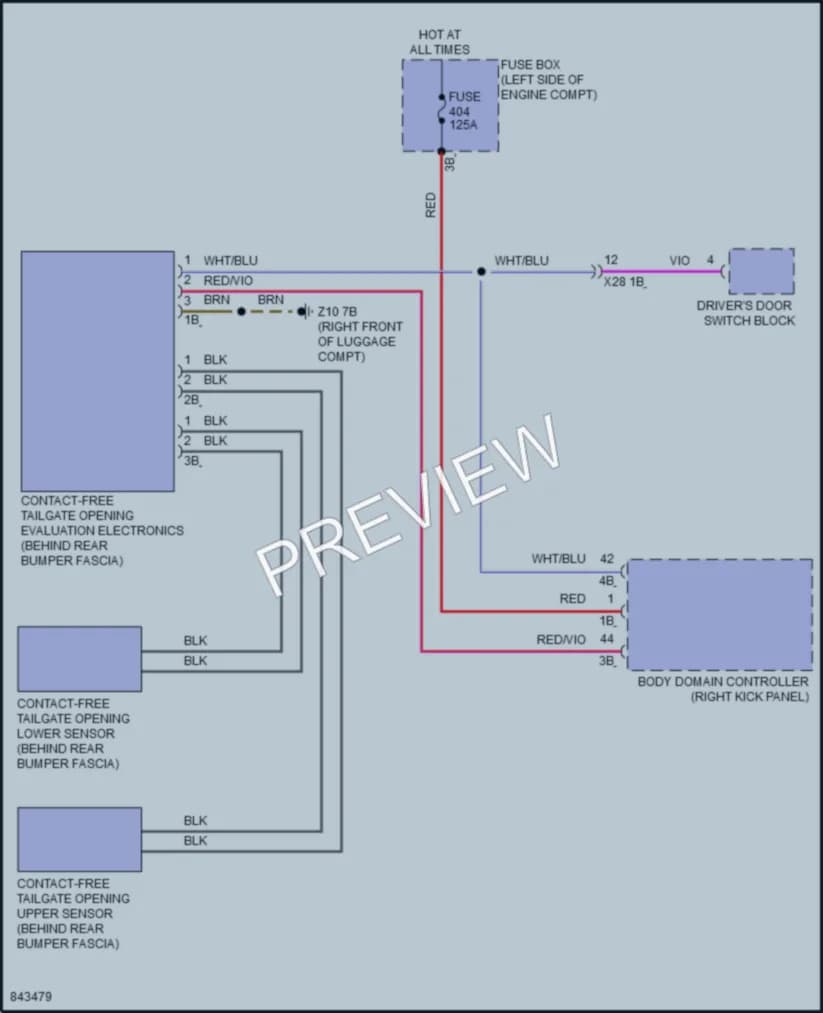 2023 BMW X2 Trunk Tailgate Fuel Door wiring diagram preview