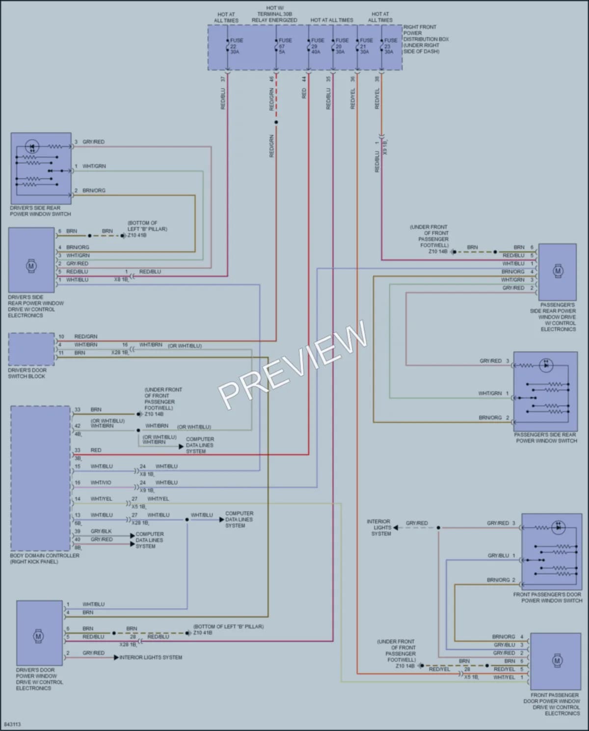 2023 BMW X3M Power Windows wiring diagram preview