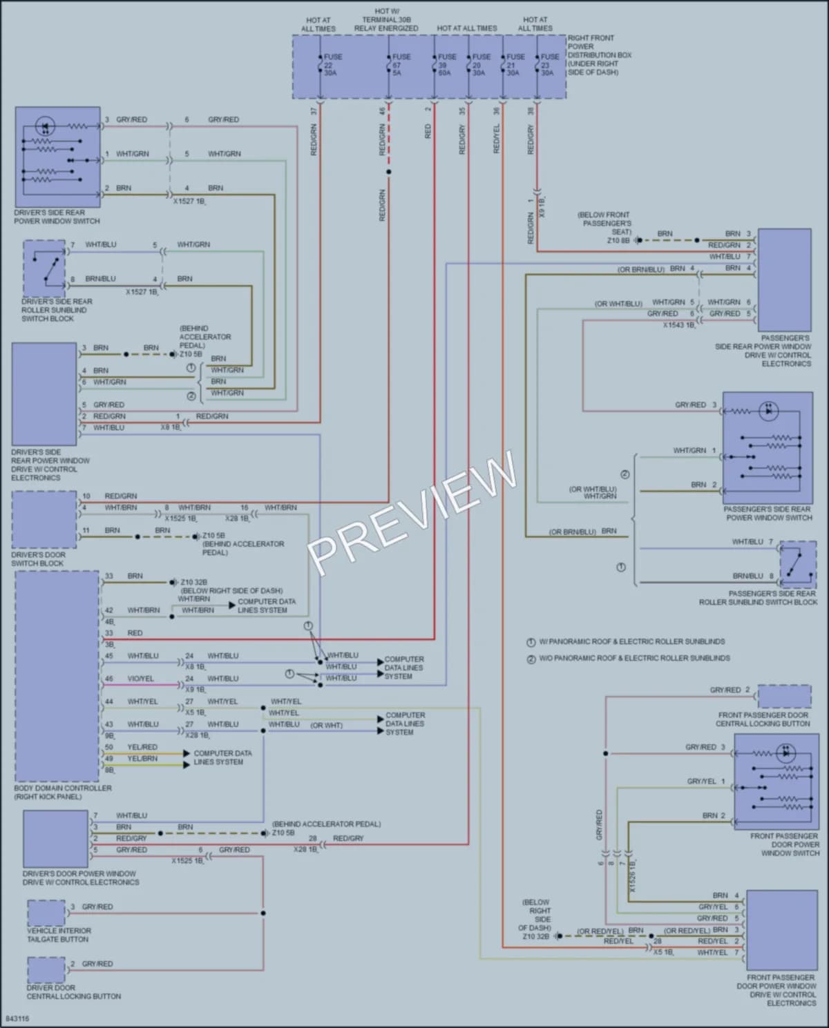 2023 BMW X7 Power Windows wiring diagram preview
