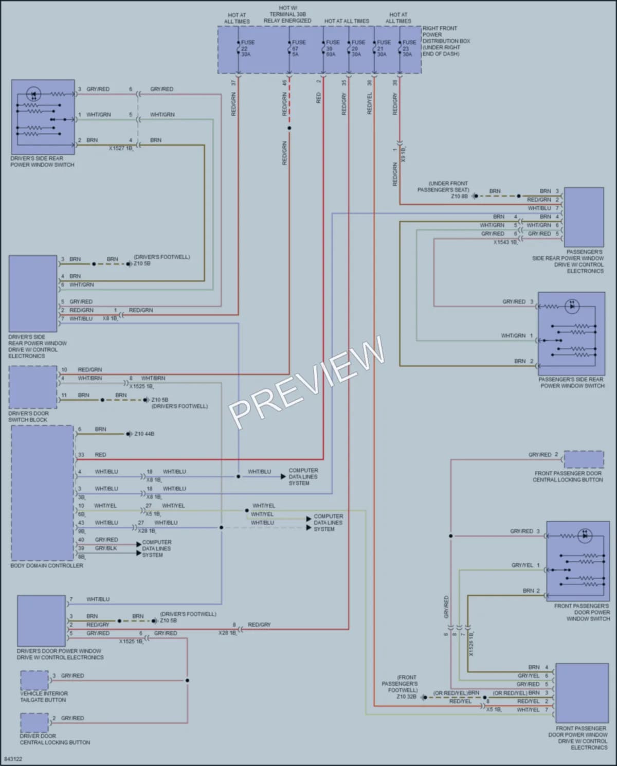 2023 BMW XM Power Windows wiring diagram preview