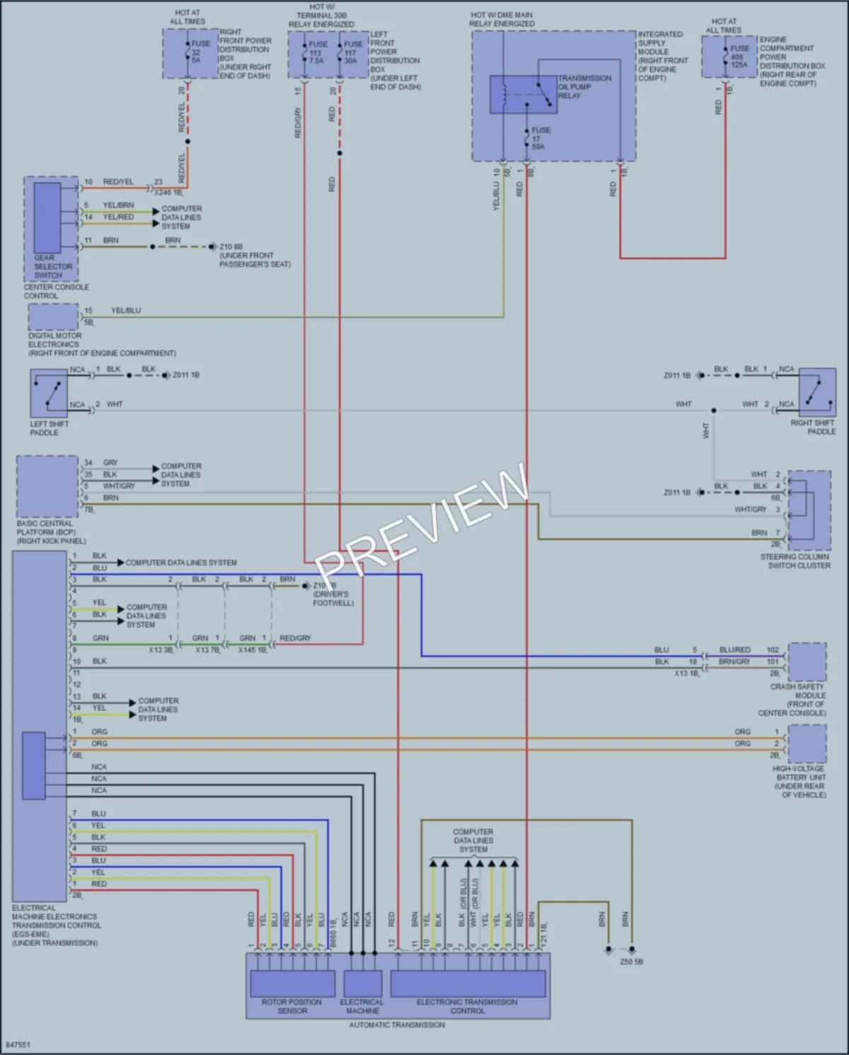 2023 BMW XM Transmission wiring diagram preview