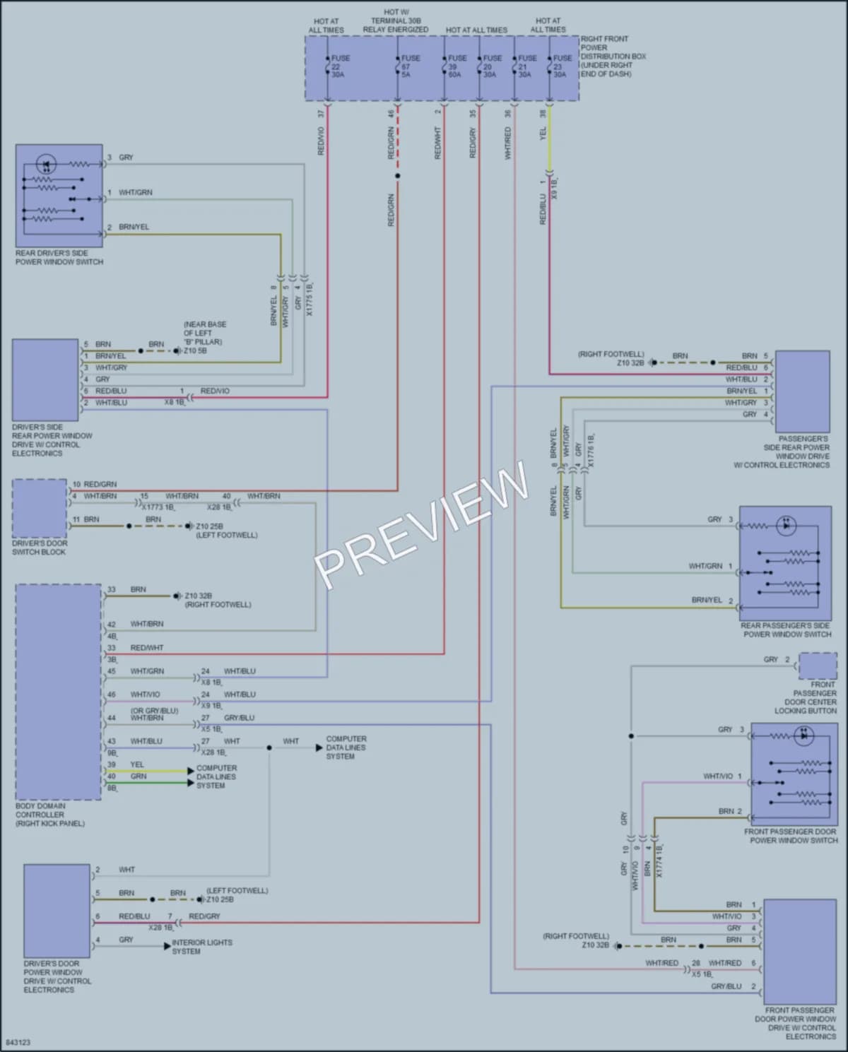 2023 BMW i4GranCoupe Power Windows wiring diagram preview