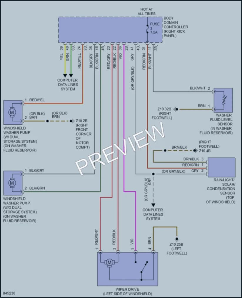 2023 BMW i4GranCoupe Wiper Washer wiring diagram preview