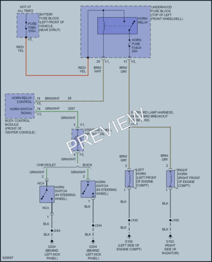 2023 Buick Enclave Horn wiring diagram preview