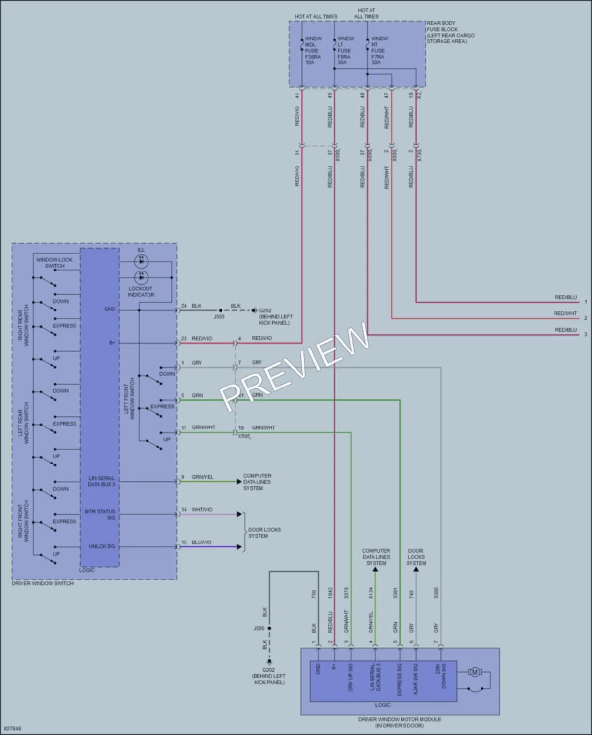 2023 Buick Enclave Power Windows wiring diagram preview