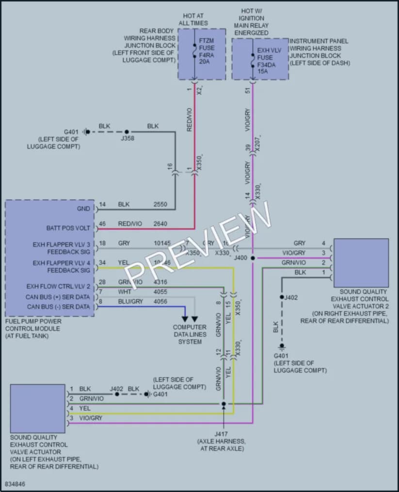 2023 Cadillac CT4 Electronic Muffler wiring diagram preview