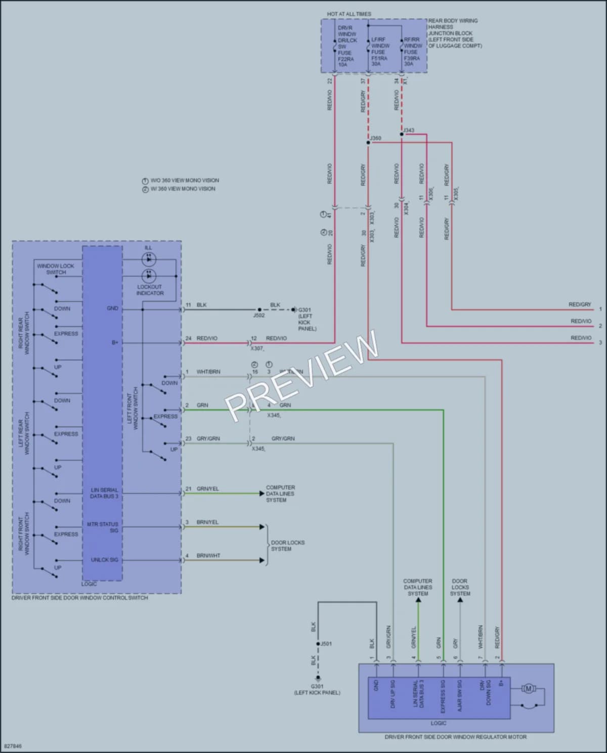 2023 Cadillac CT4 Power Windows wiring diagram preview