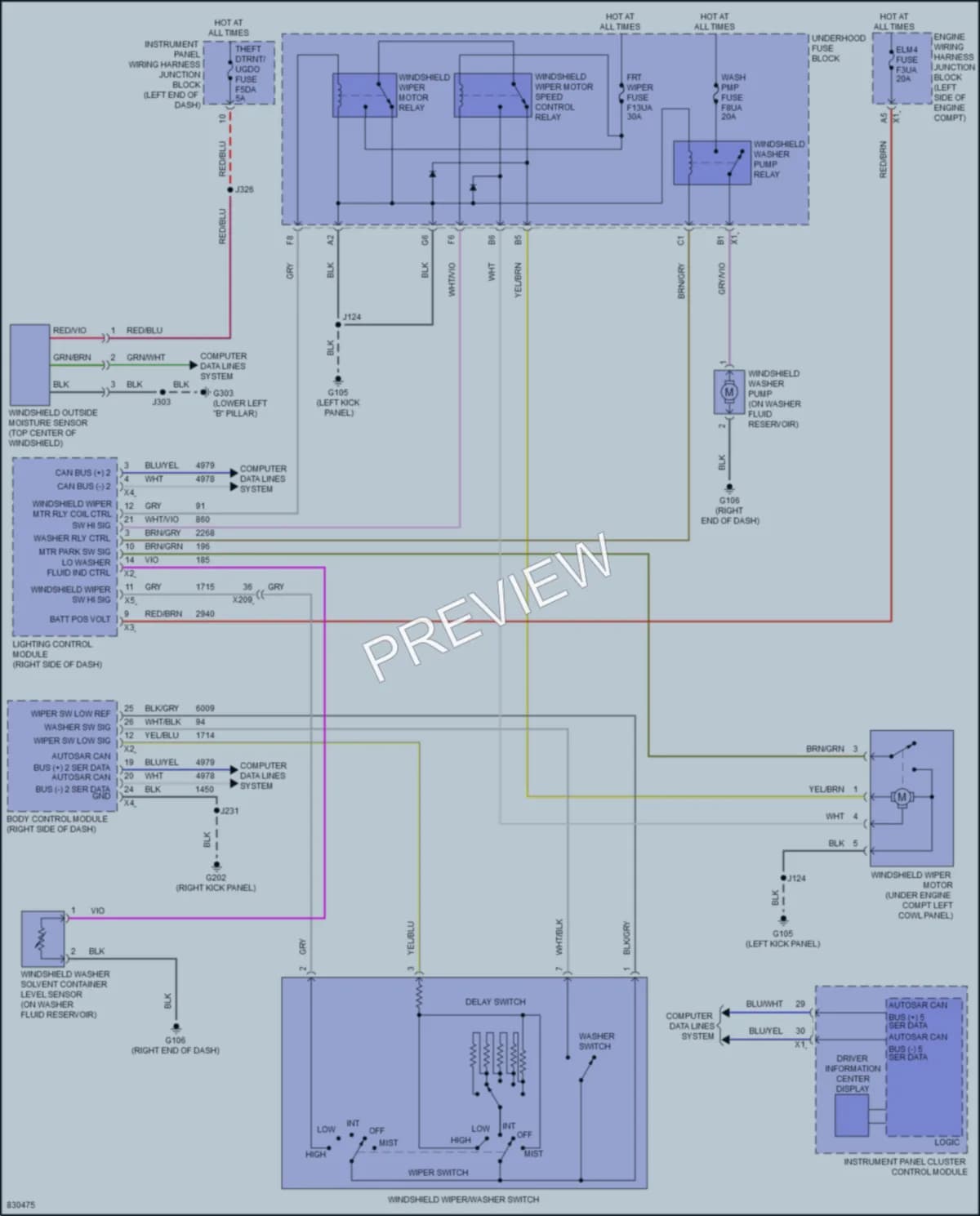 2023 Cadillac CT4 Wiper Washer wiring diagram preview