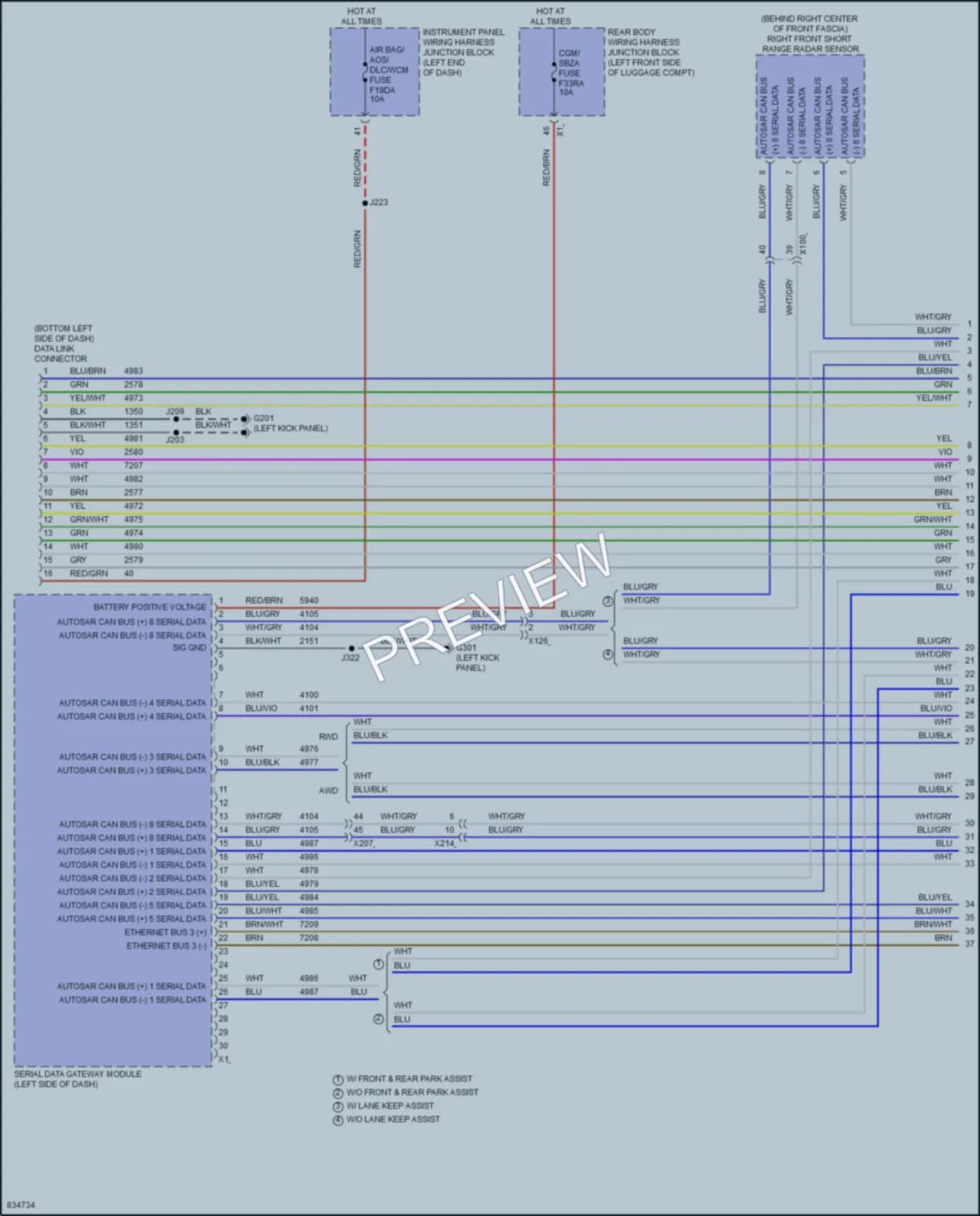 2023 Cadillac CT4V Computer Data Lines wiring diagram preview