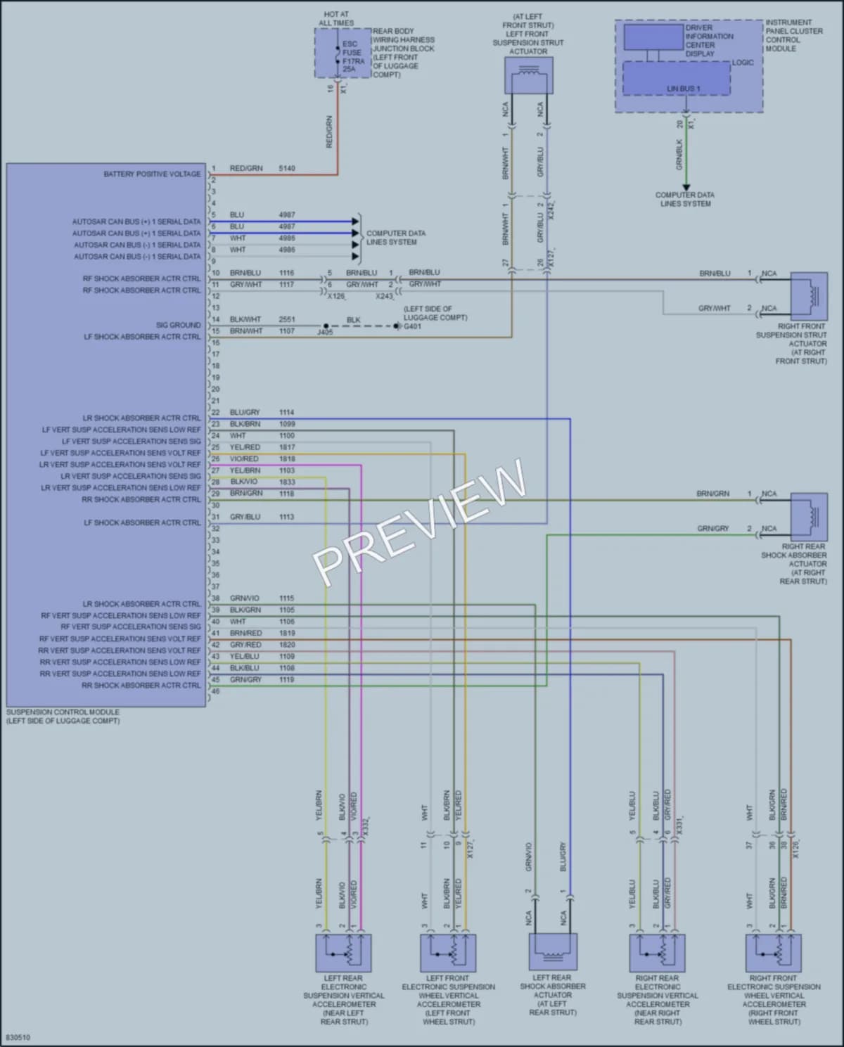 2023 Cadillac CT5 Electronic Suspension wiring diagram preview