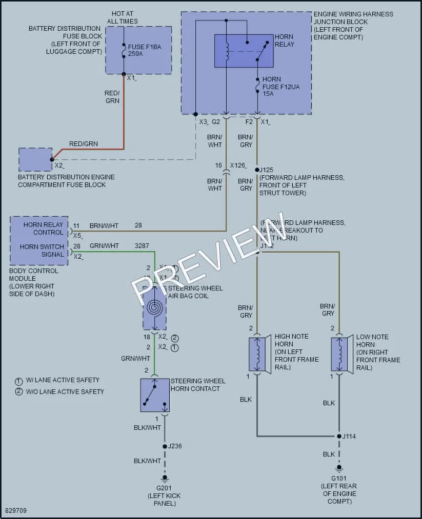 2023 Cadillac CT5V Horn wiring diagram preview