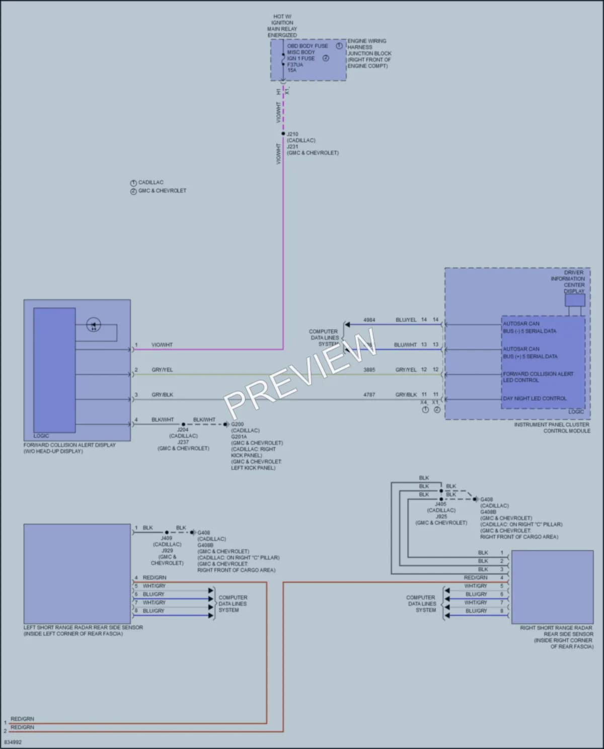2023 Cadillac EscaladeESVV Instrument Cluster wiring diagram preview