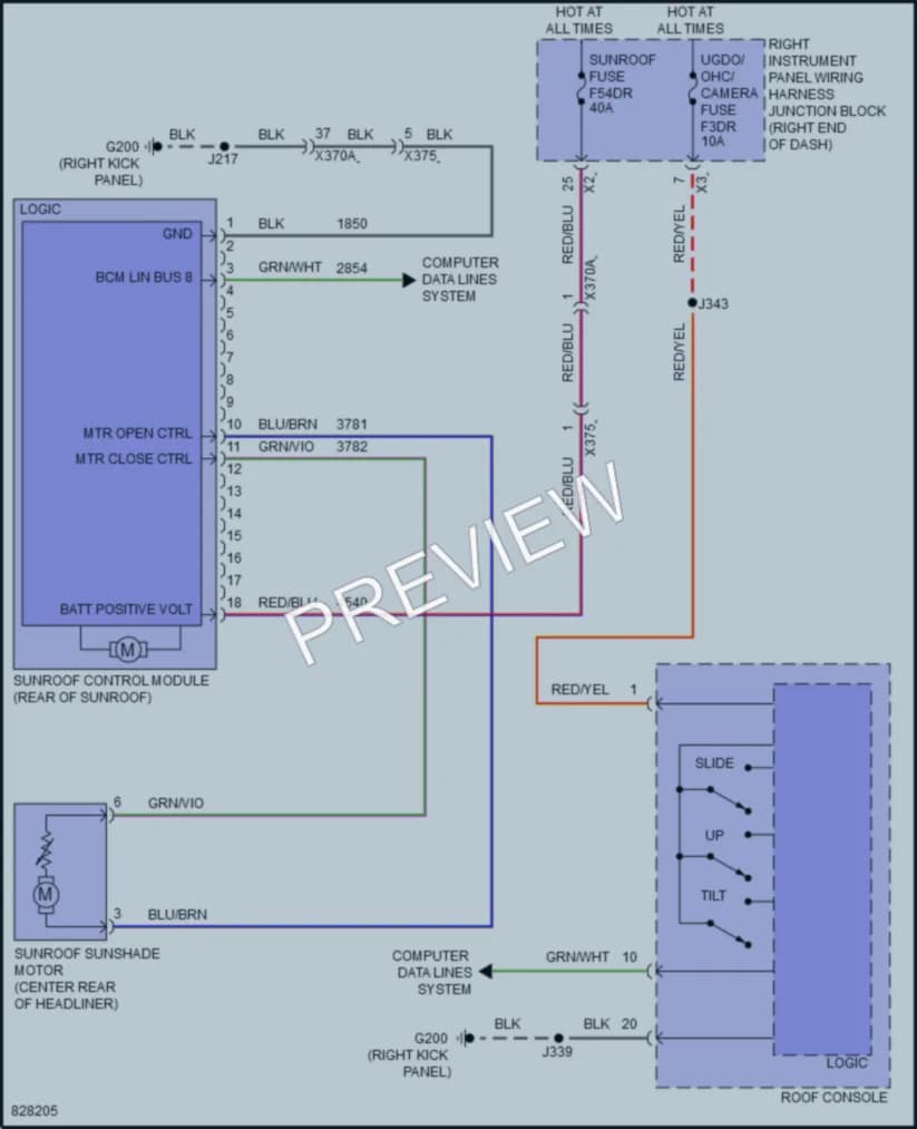 2023 Cadillac EscaladeESVV Power Top Sunroof wiring diagram preview