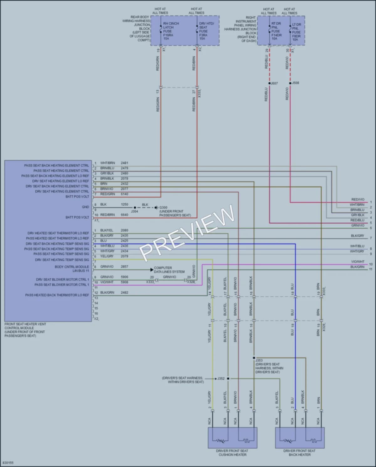 2023 Cadillac EscaladeV Power Seats wiring diagram preview