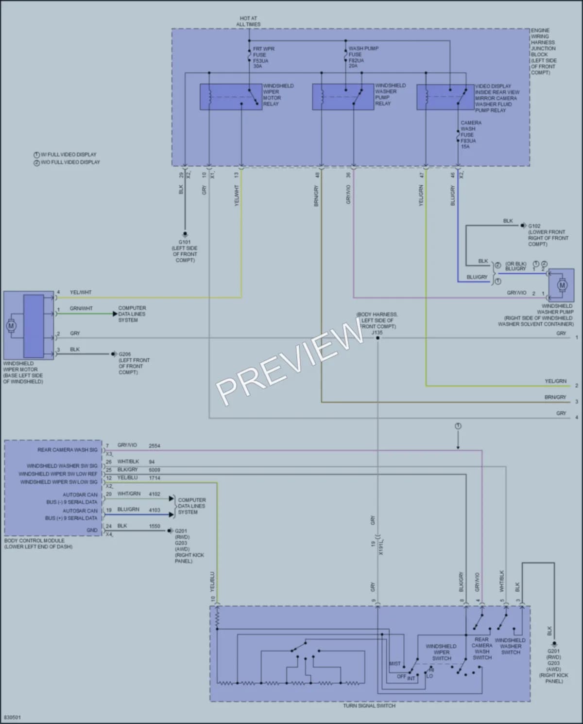 2023 Cadillac Lyriq Wiper Washer wiring diagram preview