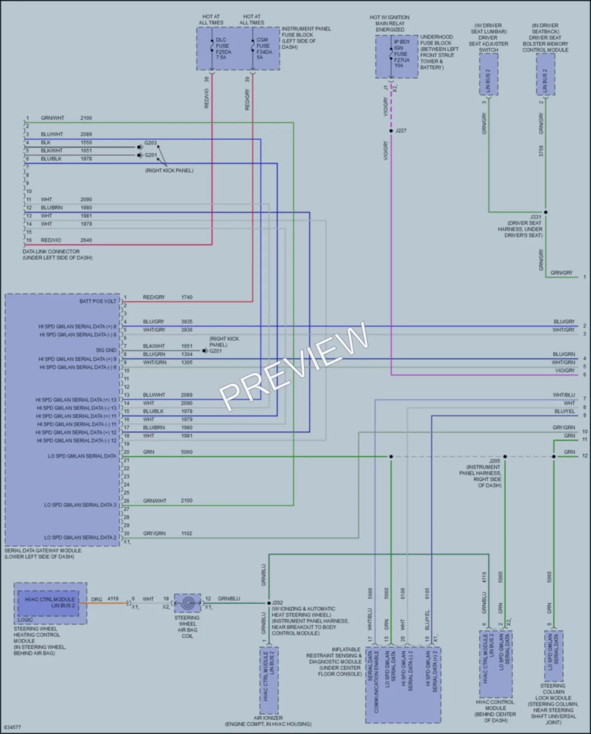 2023 Cadillac XT4 Computer Data Lines wiring diagram preview