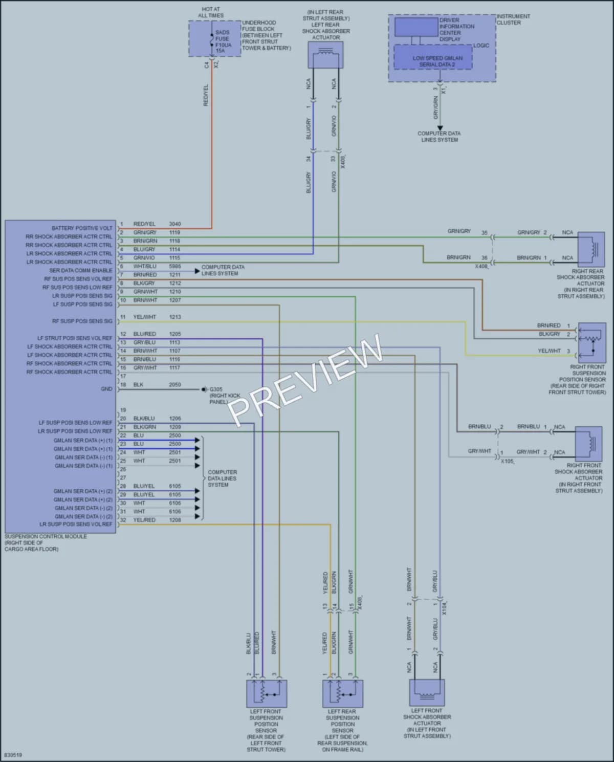 2023 Cadillac XT4 Electronic Suspension wiring diagram preview