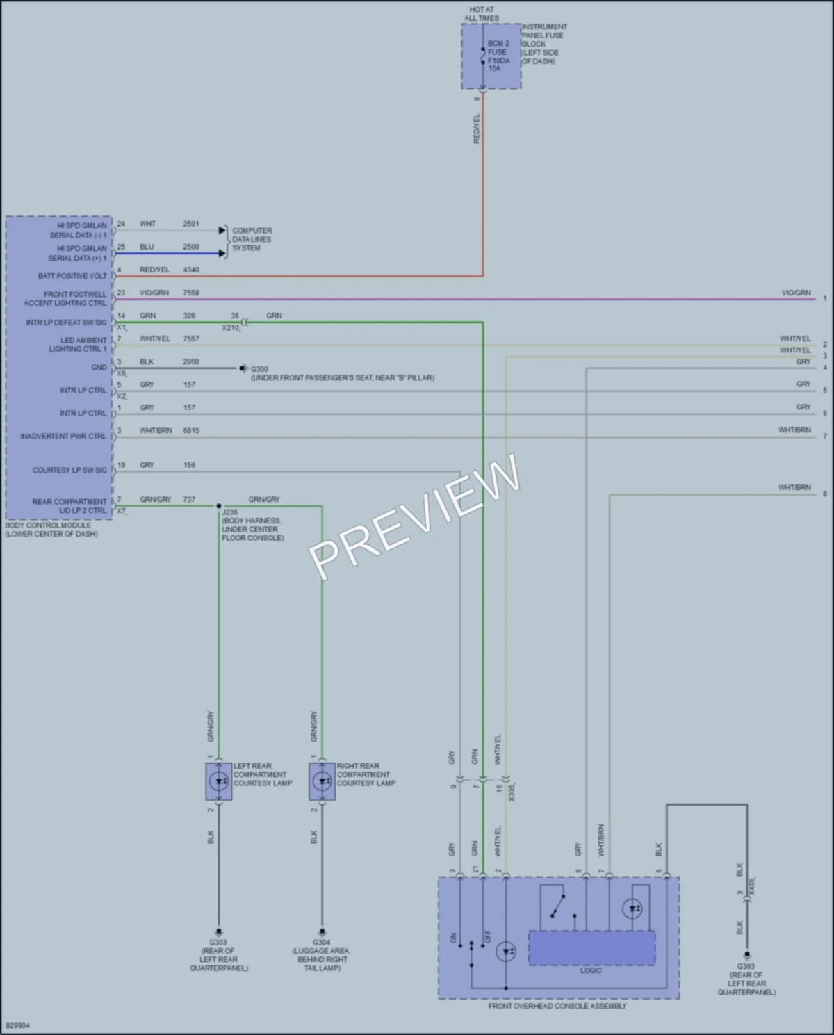 2023 Cadillac XT4 Interior Lights wiring diagram preview