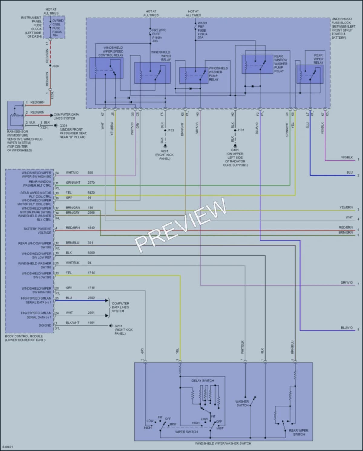 2023 Cadillac XT4 Wiper Washer wiring diagram preview