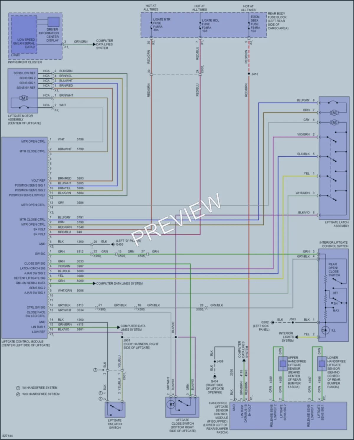 2023 Cadillac XT5 Trunk Tailgate Fuel Door wiring diagram preview