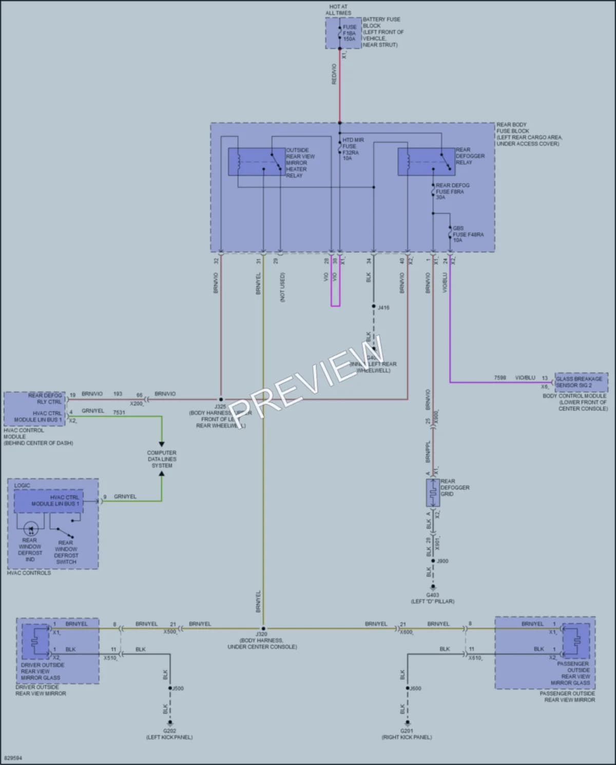 2023 Cadillac XT6 Defoggers wiring diagram preview