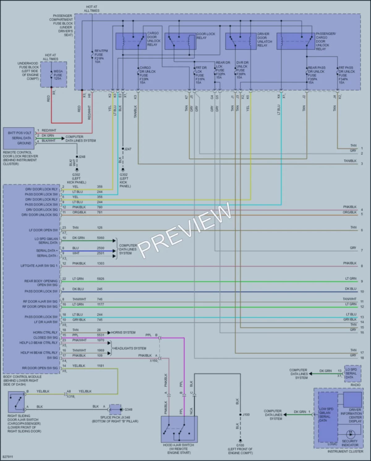 2023 Chevrolet 3500Express Power Door Locks wiring diagram preview