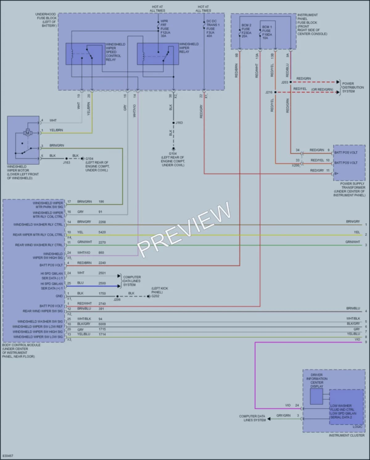 2023 Chevrolet Blazer Wiper Washer wiring diagram preview