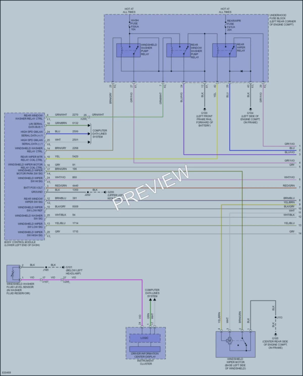 2023 Chevrolet BoltEUV Wiper Washer wiring diagram preview