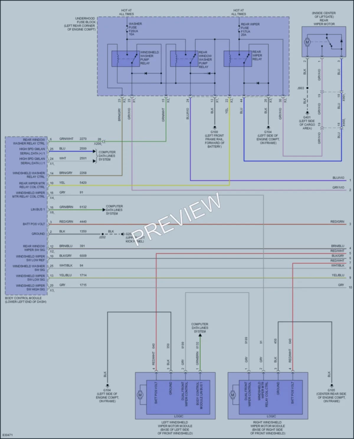 2023 Chevrolet BoltEV Wiper Washer wiring diagram preview