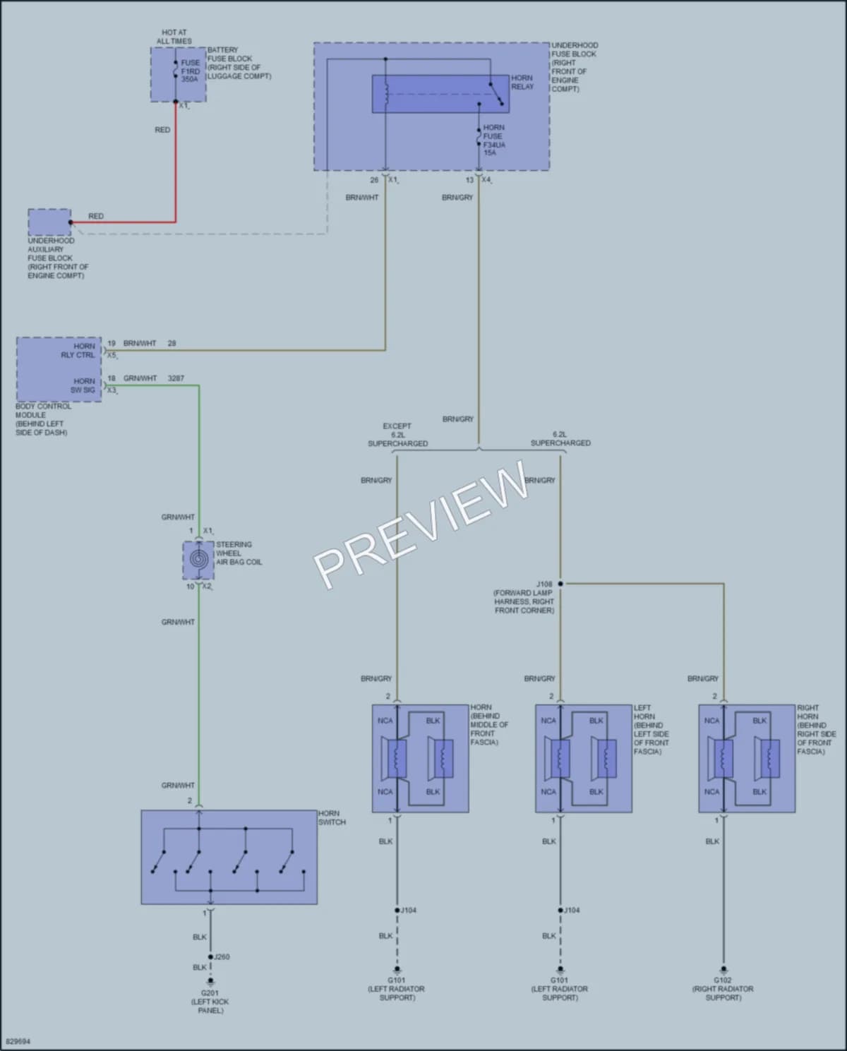 2023 Chevrolet Camaro Horn wiring diagram preview