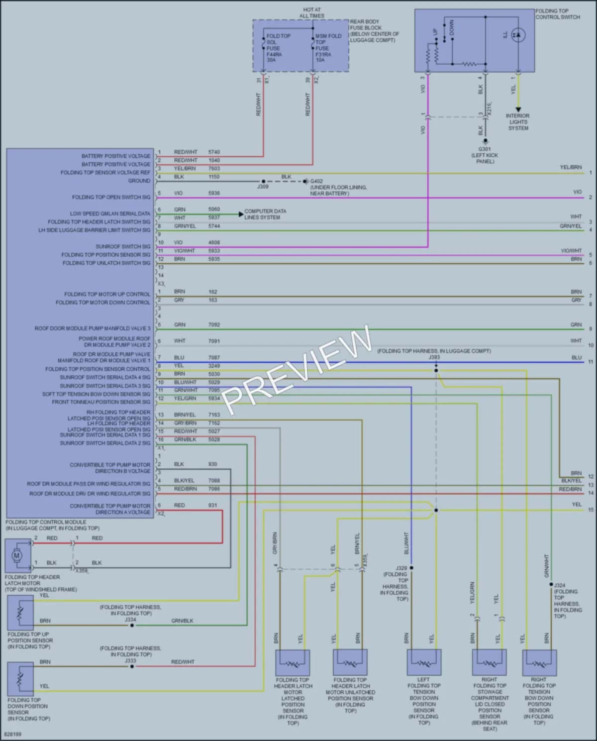 2023 Chevrolet Camaro Power Top Sunroof wiring diagram preview
