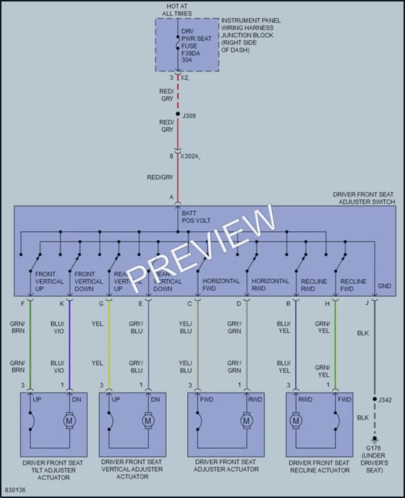 2023 Chevrolet Colorado Power Seats wiring diagram preview