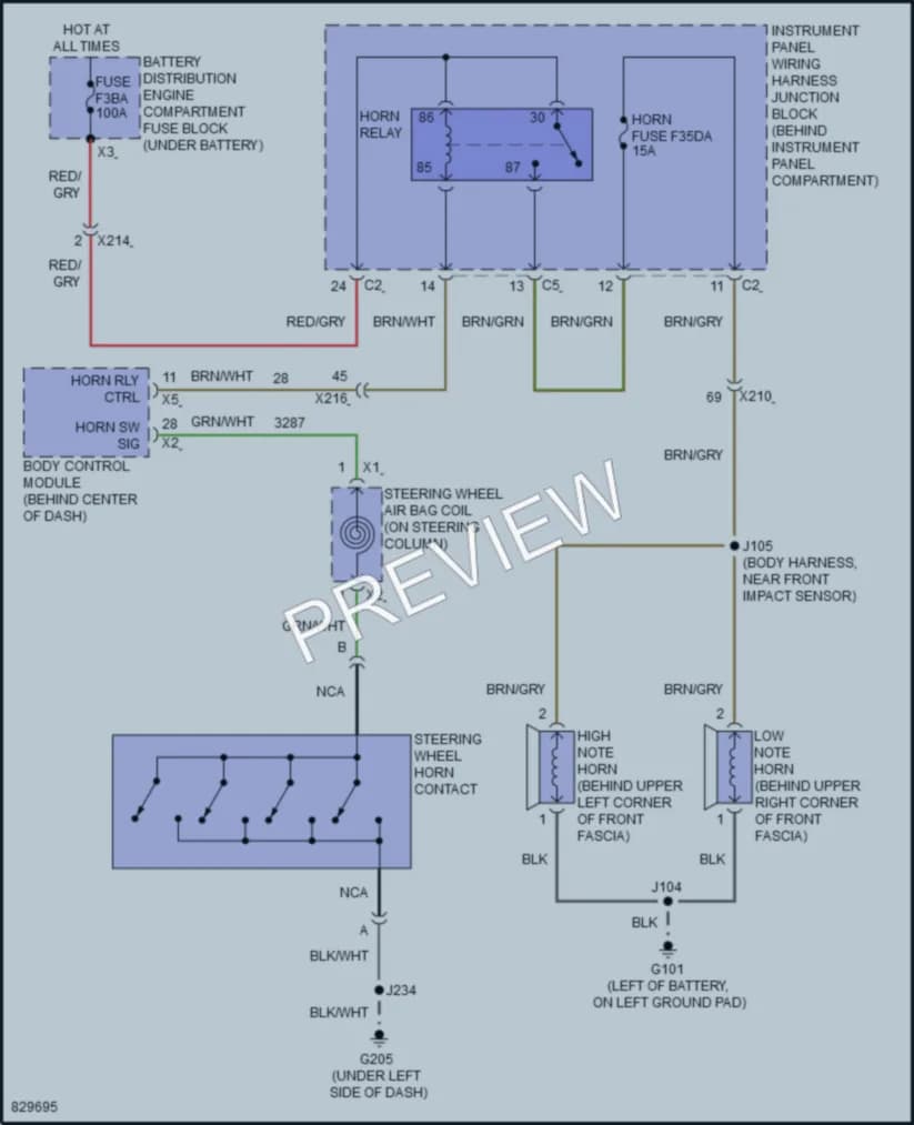 2023 Chevrolet CorvetteStingray Horn wiring diagram preview