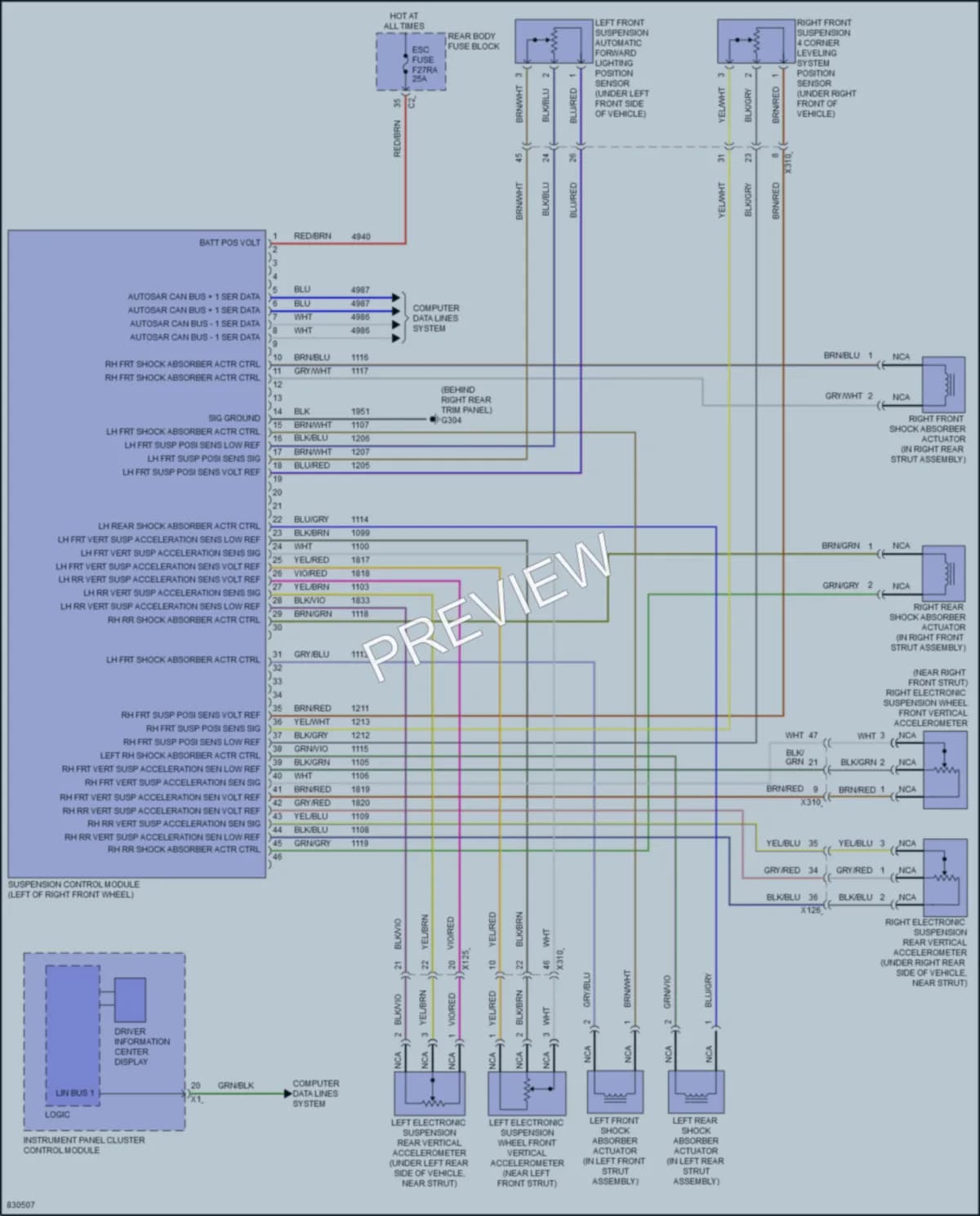 2023 Chevrolet CorvetteZ06 Electronic Suspension wiring diagram preview