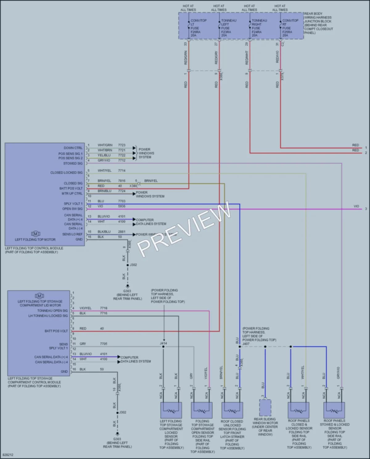 2023 Chevrolet CorvetteZ06 Power Top Sunroof wiring diagram preview