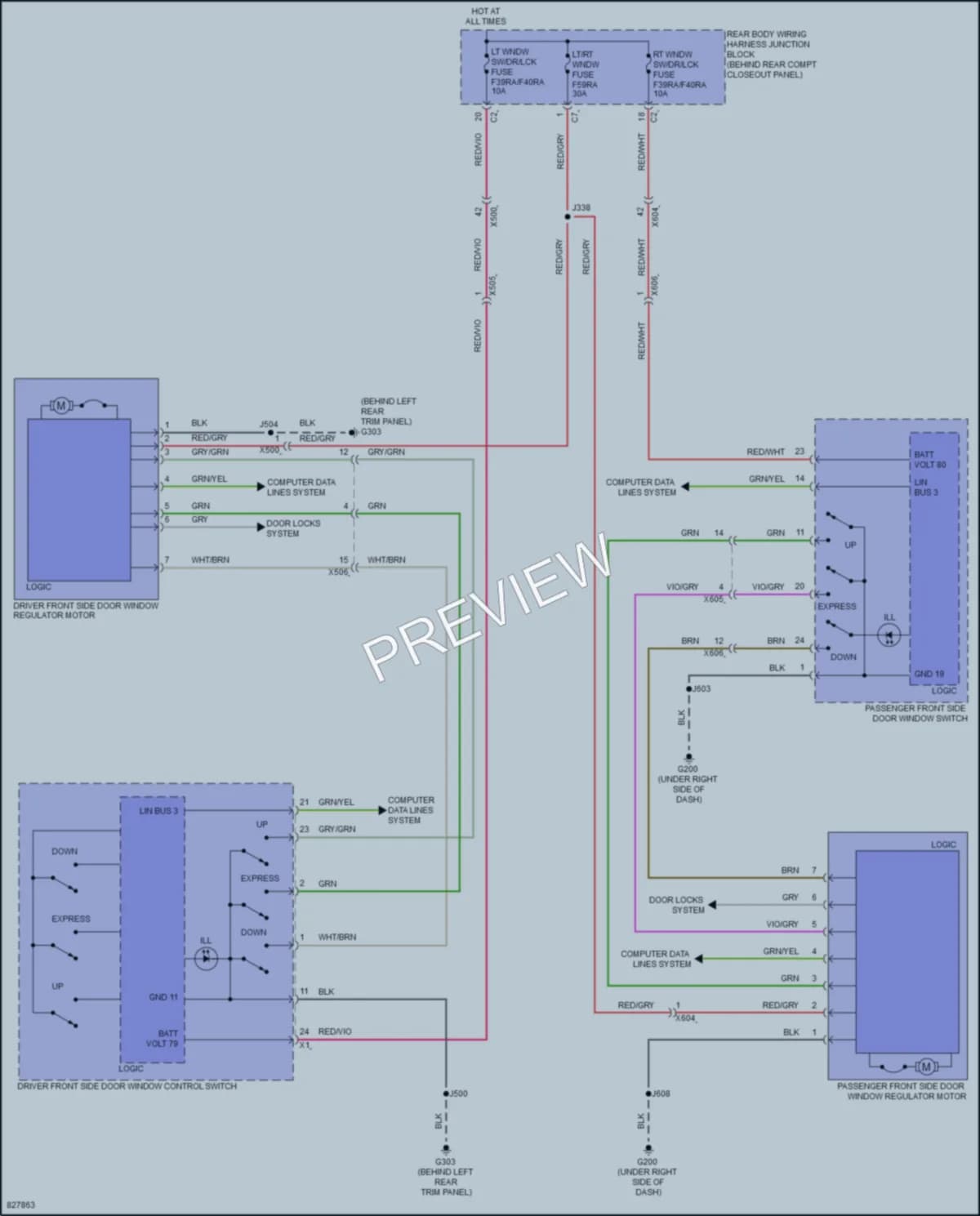 2023 Chevrolet CorvetteZ06 Power Windows wiring diagram preview