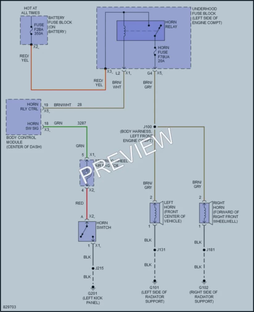 2023 Chevrolet Malibu Horn wiring diagram preview
