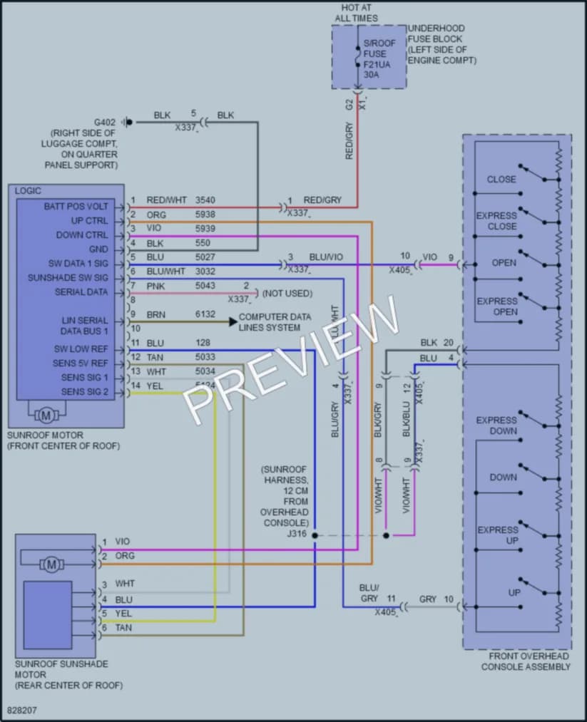 2023 Chevrolet Malibu Power Top Sunroof wiring diagram preview